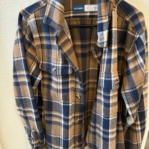 Old Navy Kids Checkered Shirt - Navy and Beige